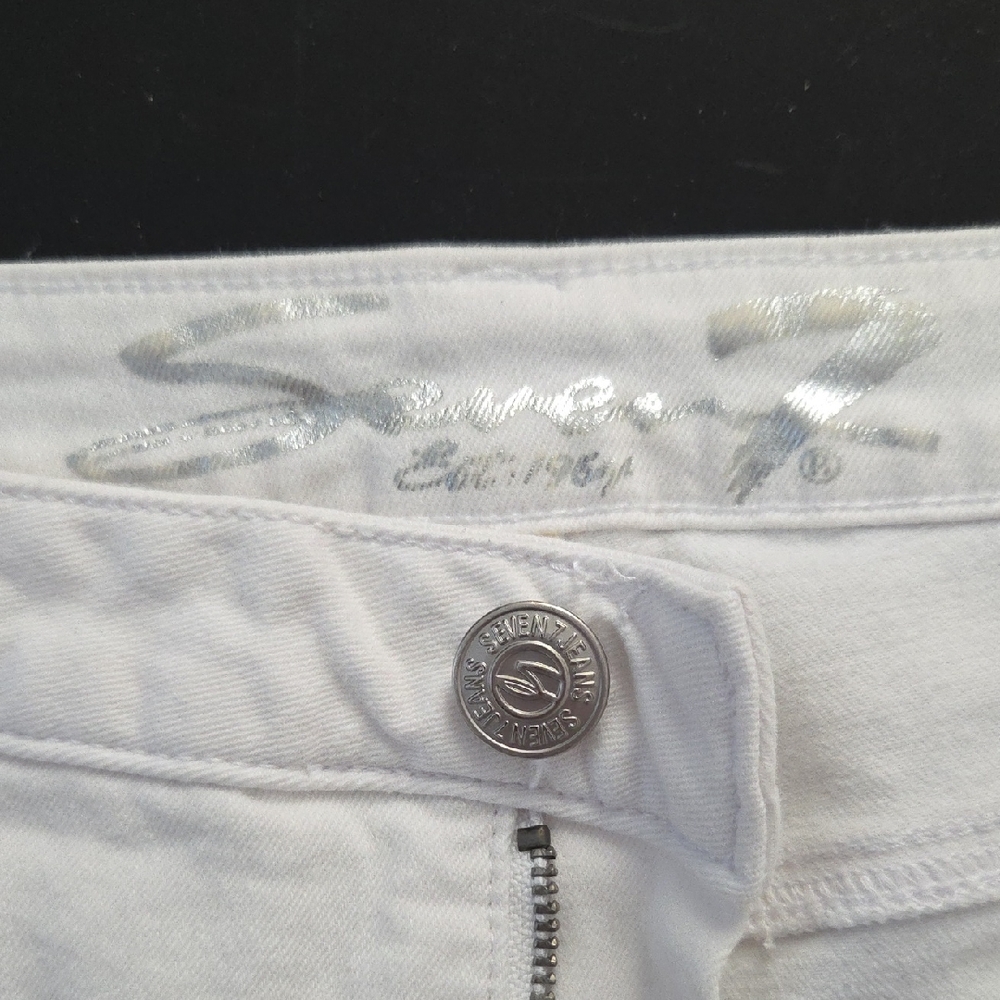 Seven7 White Jean Shorts with Silver Accents